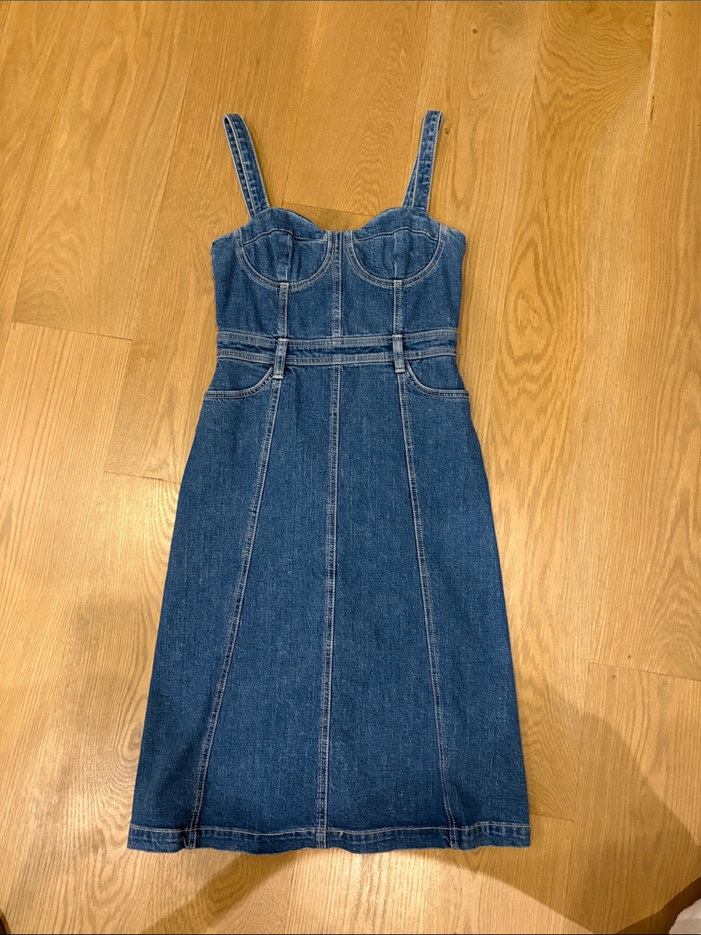 7 For All Mankind Denim Bustier Dress - Blue